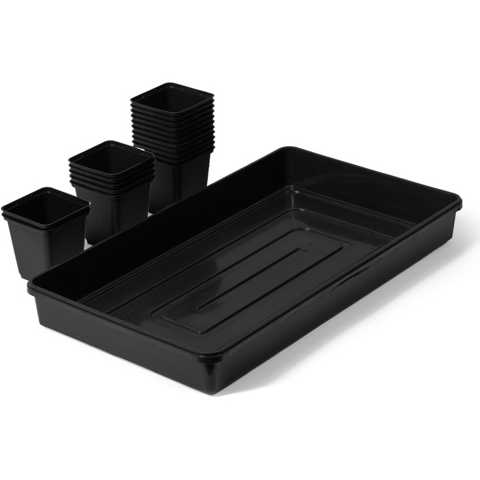 Квадратних горщиків для розсади з блюдцями, горщики для живців та розмноження розсади, з лотком, лотки для перенесення човників (горщики для розсади 9x9x9,5 блюдця 5 шт.) Горщики для розсади 9x9x9,5 блюдця, 5 шт., 18