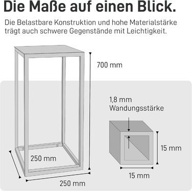 Підставка для квітів Natural Goods Berlin Металева підставка для квітів Чорна 50 см - Квадратна декоративна підставка для рослин - Стійка до погодних умов, стабільна та проста в догляді вулична підставка для квітів - Ідеально підходить як підставка для кв