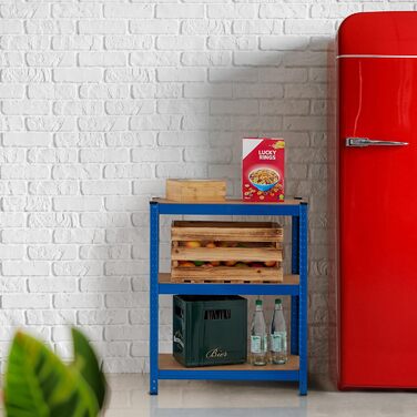 Надміцний стелаж Relaxdays, висота та ширина 180x70x45 см, 500 кг, сталь та МДФ, 5 полиць, модульна полиця для зберігання, підвал, гараж, синій