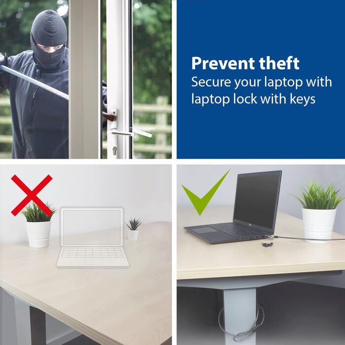 Замок-кабель для ноутбука ACT Schloss, 2м, з ключем, для Nano Slot, поворотна головка, портативний захист від крадіжки - AC9030