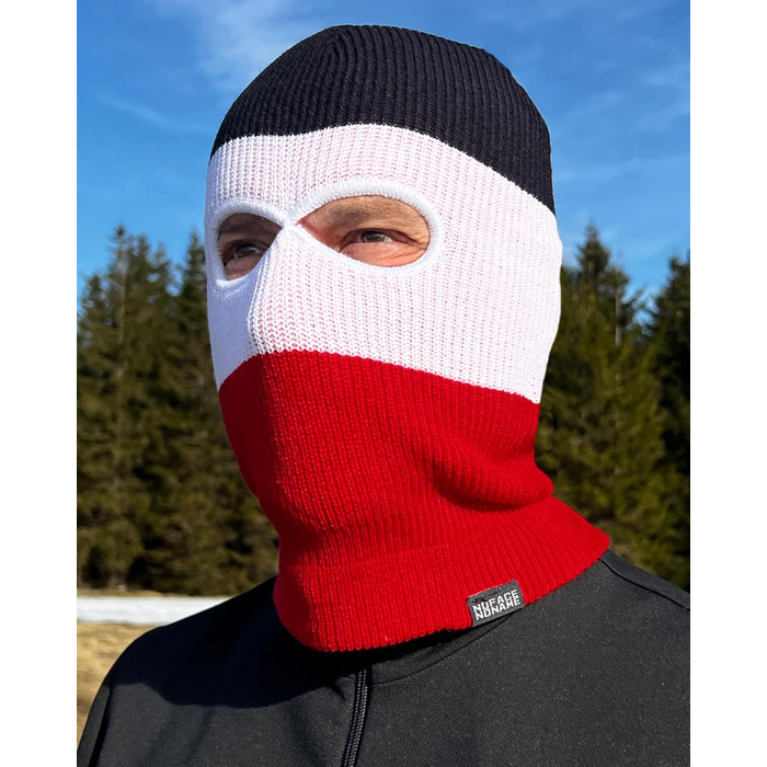 Шапка/Балаклава PGWEAR Troublemaker Чорно-біло-червона Шапка-маска Балаклава Ультрас Лижні Хулігани