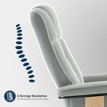 Крісло M MCombo Relax з підніжкою, крісло для телевізора з поворотом на 360 та функцією відкидання, крісло для телевізора вантажопідйомністю до 120 кг, сучасне крісло для вітальні, мікрофібра, 9019 (світло-сіра мікрофібра) Світло-сіра мікрофібра