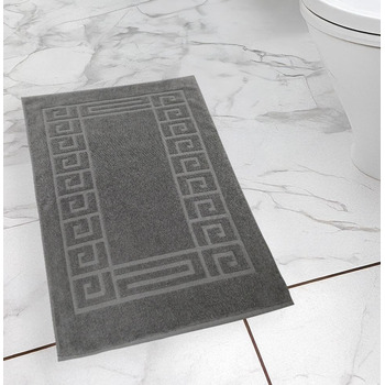 Комплект із 2 килимків для ванної зі 100 бавовняної махрової тканини Високоякісні килимки для ванної Надзвичайно мякі, вбирають вологу та можна прати в пральній машині Зроблено в Італії (Темно-сірий, 50 x 80 см) Темно-сірий 50 x 80 см