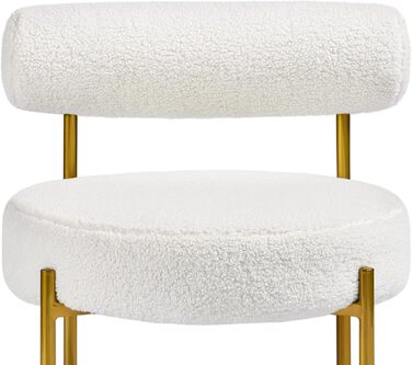 Крісло Yaheetech Lounge, крісло-реклайнер з тканини букле, обіднє крісло зі спинкою, стильне крісло для вітальні, крісло для відпочинку, 1 білий колір