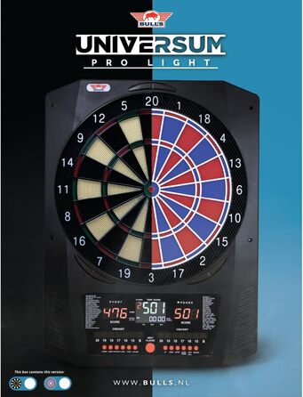 Електронна мішень для дартсу Bull&39s Universum Pro L з м&39яким наконечником світлодіодне підсвічування, 45 ігор / 474 варіації, до 8 гравців, включаючи дротики та аксесуари, чорний/білий