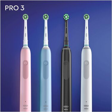 Електрична зубна щітка Oral-B PRO 3 3000 CrossAction, з 3 режимами чищення та візуальним регулюванням тиску на 360 для догляду за зубами, подарунок чоловіку/жінці, дизайн від Braun, білий