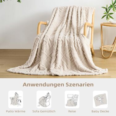 ПОСТІЛЬНА БІЛИЗНА WONGS Плюшева ковдра, Пухнаста, 150x200 см, Бежевий, Тепла флісова ковдра, М&39яка ковдра для дивана, Ковдра для ліжка, дивана, офісу, дівчаток, 150x200 см, Бежевий