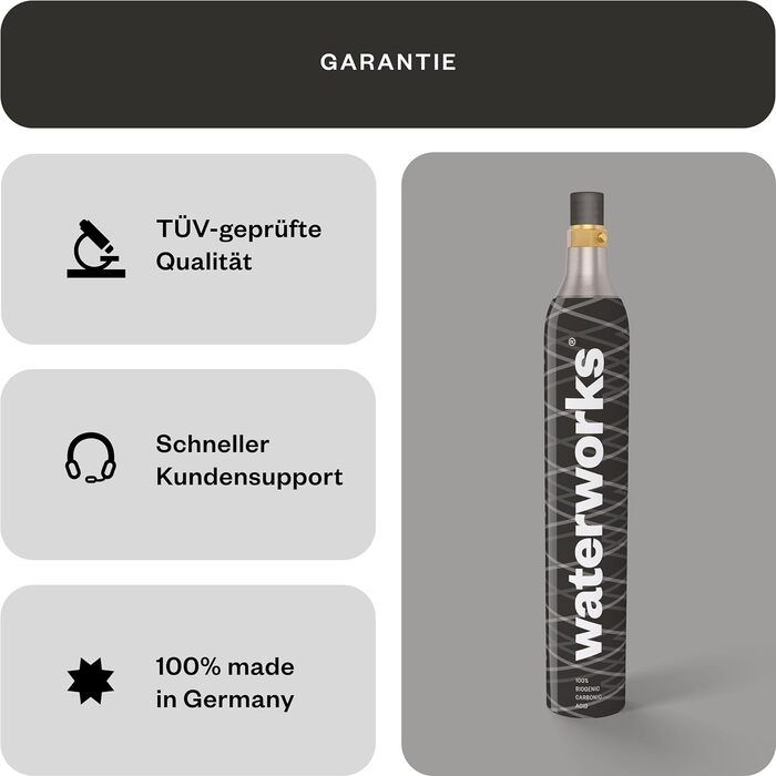 Водопровідна чорна 3 x CO2 циліндр I підходить для виробників газованої води Aarke, Grohe Blue і Brita I для заповнення до 60 л