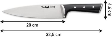 Ніж кухарський Tefal Ice Force K23202 лезо 20 см захист від корозії захист рук нержавіюча сталь/чорний 20 см кухарський ніж
