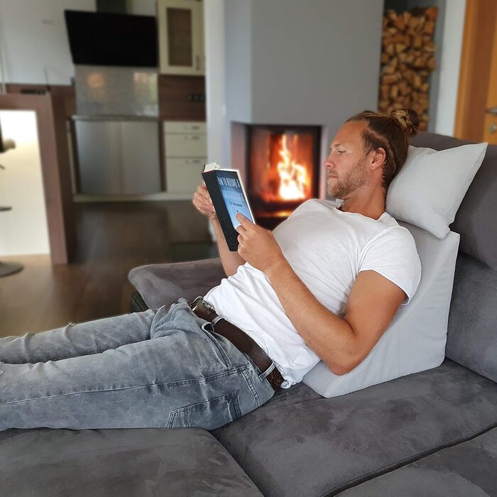 Комплект подушок для читання для ліжка та дивана ергономічна клиноподібна подушка плюс мяка подушка для дивана для читання, перегляду телевізора та відпочинку (світло-сірий)