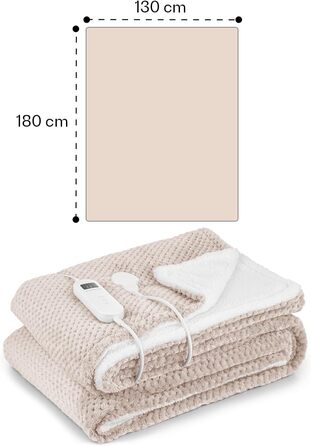 Електрична ковдра з підігрівом та автоматичним вимиканням, 180x130 см Електрична ковдра з підігрівом, яку можна прати в пральній машині, Двостороння ковдра з підігрівом для ліжка та дивана, Підігріта ковдра з 9 режимами нагріву, 180x130 см, Піщаний