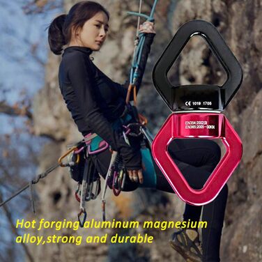 Поворотний з&39єднувач 30 кН, JIAMEIYI Обертовий пристрій Безпека на відкритому повітрі та в приміщенні Алюмінієвий сплав 360 Ротатор Гойдалка Спіннер Канат Поворотний ротор для скелелазіння Чорно-червоний