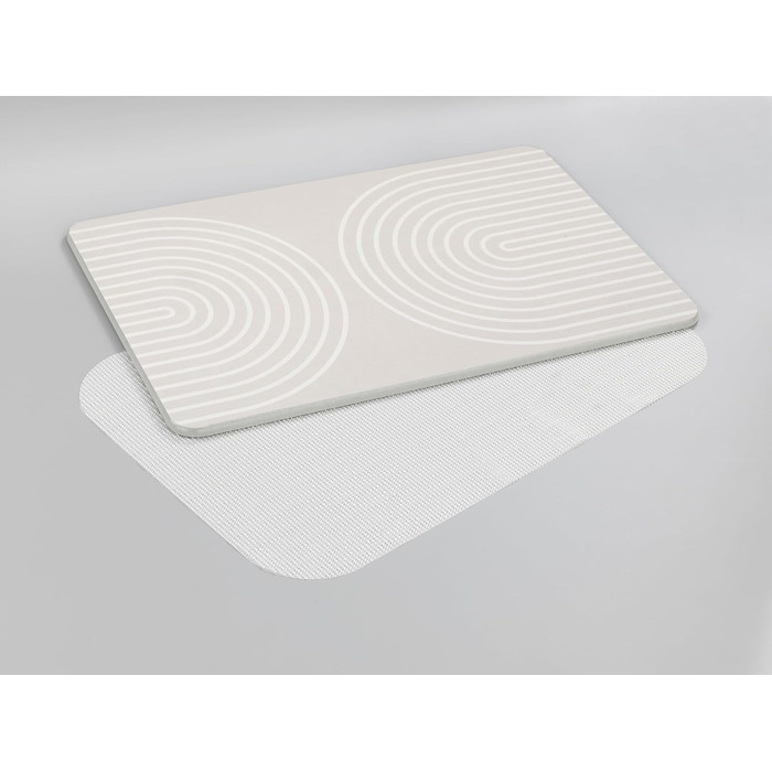 Килимок для ванної WENKO Модель Наска, виготовлений з натурального діатоміту, нековзний, водопоглинаючий та швидковисихаючий, 60 x 1 x 39 см, сіро-бежевий Наска