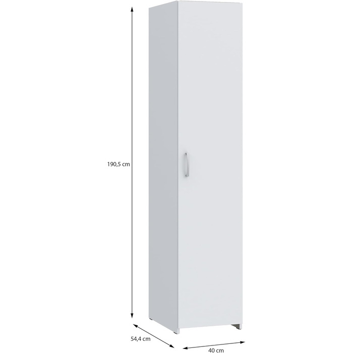 Шафа 40, вузька сучасна шафа, 1-дверна, шафа для передпокою, передпокій, дерев&39яний композит, білий, 40 см завширшки x 190,5 см заввишки x 54,4 см завглибшки