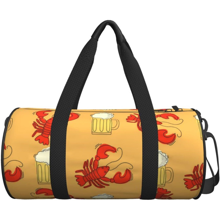 Дорожня сумка-циліндр з принтом пива та лобстерів, спортивна сумка для чоловіків та жінок, сумка-мішок, спортивна сумка