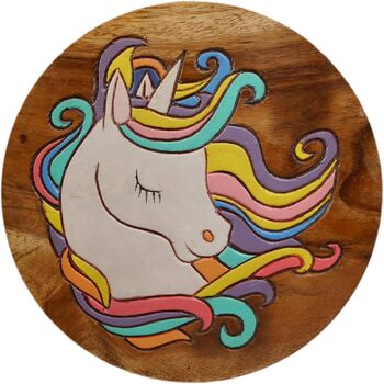 Універсальний дитячий табурет дерев'яний табурет круглий з масиву дерева тваринний мотив єдиноріг фантазія з багатьма можливостями