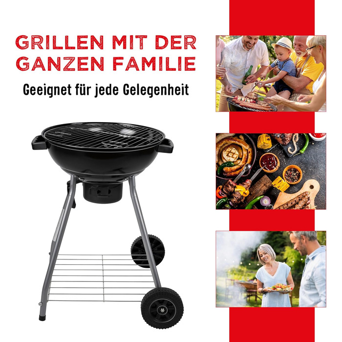 Набір для барбекю з кришкою - Вугільний гриль з попільником - Кулястий гриль діаметром 45 см