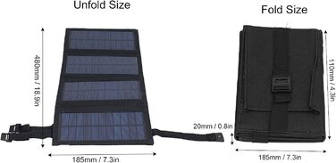 Сонячна панель потужністю 20 Вт Портативна складна сонячна панель з інструкцією китайською англійською мовою USB зовнішня сонячна панель для літнього кемпінгового фургона на відкритому повітрі (чорний)