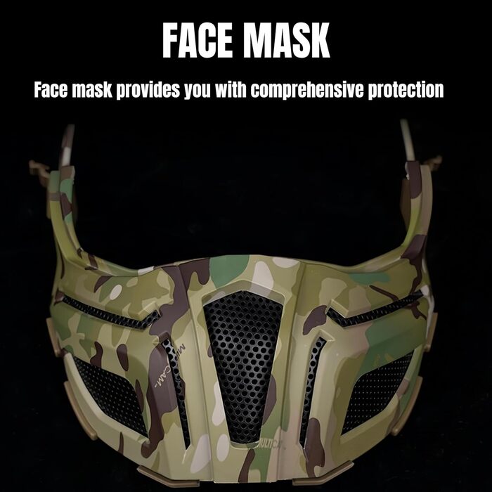 Тактичний швидкий шолом повного покриття шоломи зі сталевою сіткою маска/окуляри полювання косплей захисне спорядження зелений