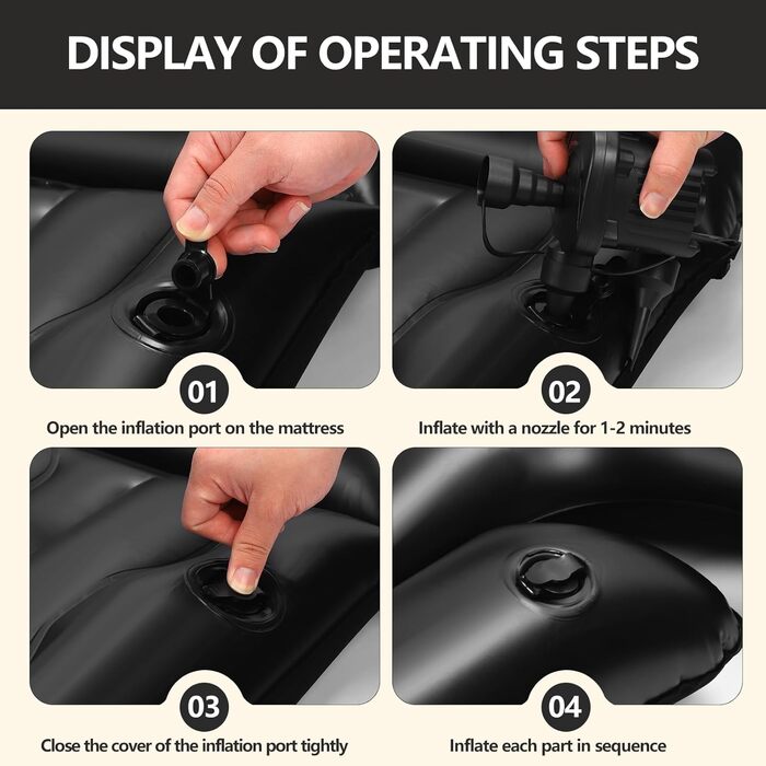 Надувний матрац для позашляховика, ліжко для автомобіля, кемпінгова подушка для позашляховика, покращений, потовщений, для заднього сидіння вантажівки з насосом та подушкою, для подорожей, кемпінгу, використання в автомобілі, кемпері, мінівені