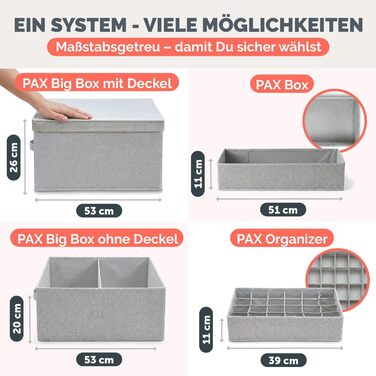 Набір органайзерів для гардеробу, 8 шт. - Різні органайзери для гардеробу для комодів HEMNES - Складані коробки для бюстгальтерів, футболок - Органайзер для гардеробу - Сортер для гардеробу, сірий, подвійний Hemnes