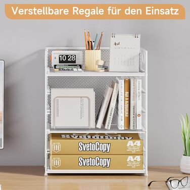 Органайзер для столу VITVITI, 6-ярусний лоток для листів, штабелювані тримачі для файлів, лотки з ручками, канцелярське приладдя для документів A4, паперу, книг, журналів (білий) 6-ярусний білий