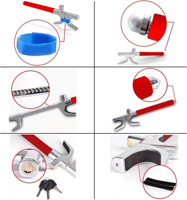 Кіготь керма Tevlaphee, Блокування керма для автомобіля, Автомобільний антизлодій, Блокування керма RV, Кіготь автомобіля як іммобілайзер, Універсальний(жовтий) (червоний)