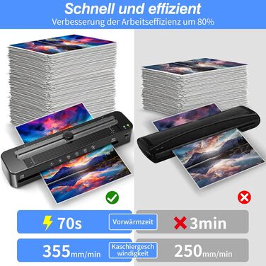 Ламінатор A3 з системою захисту від застрягання ABS, ламінатор з 30 аркушами ламінувальних пакетів для A3, A4, A5, A6 - Універсальний гарячий/холодний ламінатор для офісу, дому та школи