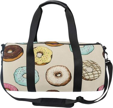 Солодкі строкаті пончики, коричнева спортивна сумка з парусини, дорожня сумка, сумка на вихідні, сумка для чоловіків та жінок, для спорту та подорожей