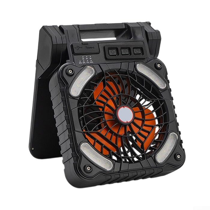 Портативний кемпінговий вентилятор на сонячній енергії та світлодіодний ліхтар з акумулятором ємністю 5200 мАг для пригод на свіжому повітрі