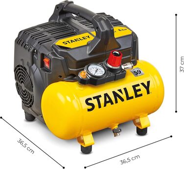 Компресор Stanley DN200/8/6 - Повітряний компресор 8 бар - Підлоговий компресор з ємністю бака 6 л - Безмасляний всмоктувальний ко