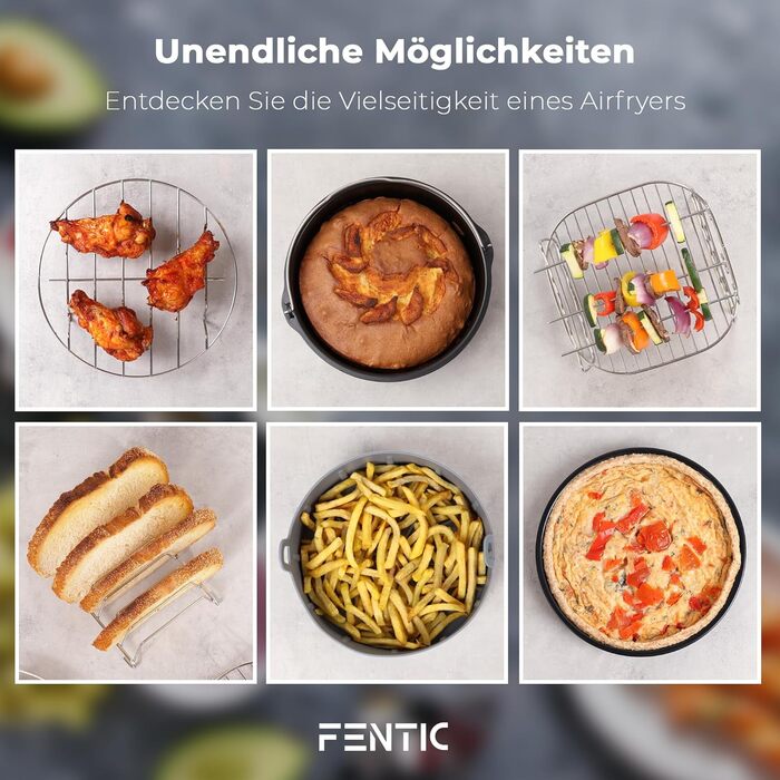 Аксесуари Фритюрниця XL і XXL 20см Аксесуари для мультипечі Philips XL і XXL, COSORI 5.5L, Cecotec, Tefal З силіконовою формою Air Fryer Набір з 10 предметів