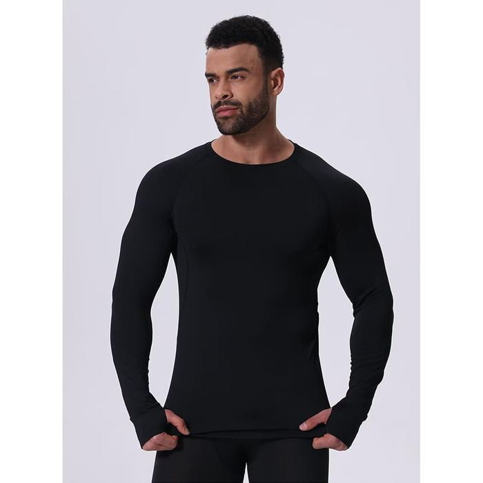 Чоловіча термобілизна, лижна білизна, тепла функціональна білизна, зимовий лижний термоверх і низ, комплект білизни з флісовою підкладкою, чорний, XXL
