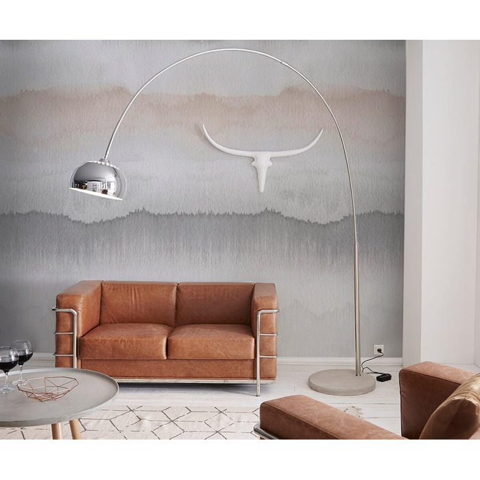 Торшер Big-Deal Deluxe Silver хромований з диммером і бетонною основою Arc Lamp Concrete W223 x D49 x H240 см
