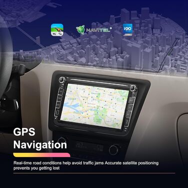 Автомагнітола Hikity для Golf 5 6 Passat Jetta Caddy Polo cc Tiguan EOS Touran T5 Scirocco Бездротове керування Carplay та Android Auto, 7-дюймовий сенсорний екран Android 2 ГБ 64 ГБ, Bluetooth, FM, DSP, RDS/Mirror Link 264 ГБ S1