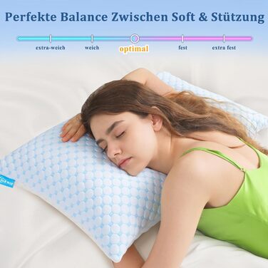 Подушки 40x80, 2 шт. - Подушка з мікрофібри, м&39яка та дихаюча для алергіків, регульована по висоті подушка для сну на боці, спині та животі, ергономічна подушка від болю в шиї, 40x80 см, небесно-блакитний, 2 шт.