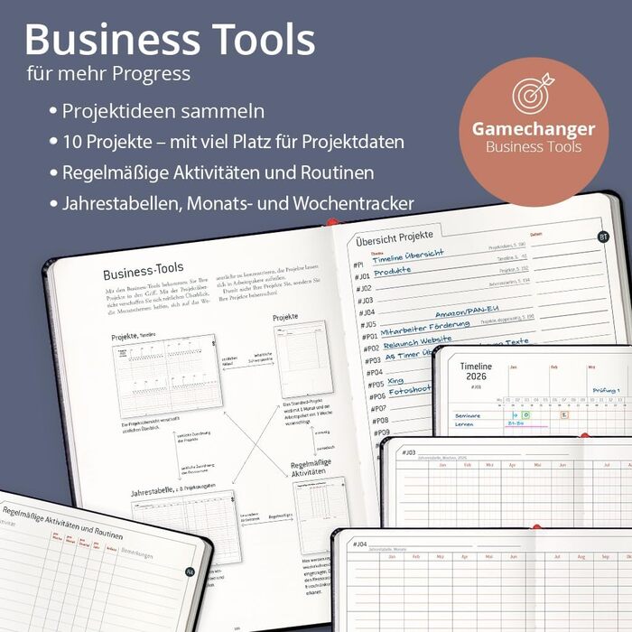 Бізнес-планувальник weekview 2026 A5 Професійний персональний органайзер та планувальник успіху Тижневе та щоквартальне планування, річні цілі, бізнес-інструменти, сторінки для нотаток (чорний, класичний) Класичний чорний