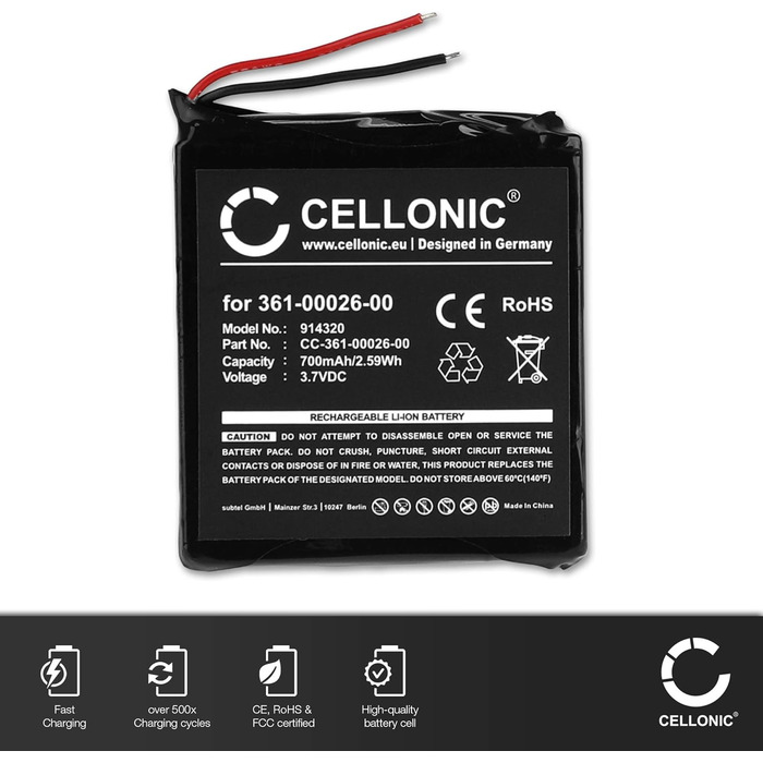 Батарейка для смарт-годинника та фітнес-трекера, сумісна з Garmin Forerunner 305, Forerunner 205 (700 мАг, 3,7 В) набір інструментів Запасна батарейка 361-00026-00 Батарейка набір інструментів