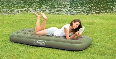 Ліжко Coleman Air Bed Comfort односпальне, надувний матрац для внутрішнього/зовнішнього використання 1 особа, велюрове гостьове ліжко, односпальне ліжко Comfort, кемпінгове ліжко для походів, трекінгу, фестивалів, 188 x 85 x 22 см, макс. 148 кг