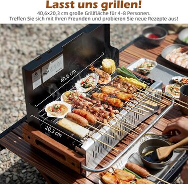 Вугільний гриль Naturehike, складний гриль 50,2 x 32,8 x 33,5 см, портативний, мобільний, для кемпінгу, настільний, для барбекю, гриль-валіза для зовнішнього використання, настільний, для саду, чорний