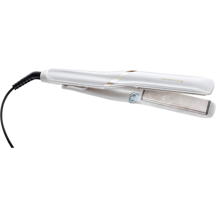 Випрямляч для волосся Remington Hydraluxe Pro S9001 (технологія зволоження Hydracare для захисту від перегріву, керамічне покриття, що утримує вологу), білий