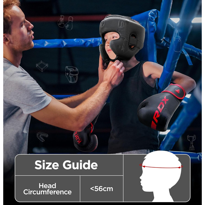 Дитячий боксерський шолом RDX для кікбоксингу, бойових мистецтв, тренувань змішаних мистецтв (MMA), шкіряний шолом Maya Hide Kara для спарингу муай-тай, боксерський шолом для крав-мага, муай-тай, карате та тхеквондо, золотий стандарт