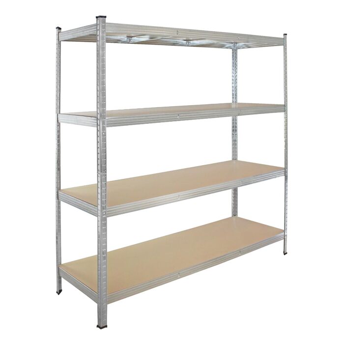 Стелаж TRUTZHOLM для важких умов експлуатації 180x160x60 см, вантажопідйомність 1000 кг, безболтовий стелаж, стелаж для зберігання, стелаж для підвалу, стелаж для майстерні, оцинкована сталь, 4 полиці