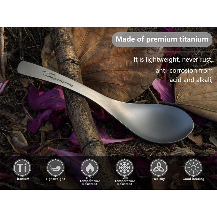 Титанова супова ложка Рисова ложка з великою мискою Багаторазові легкі столові прибори Кухонне приладдя для кемпінгу на відкритому