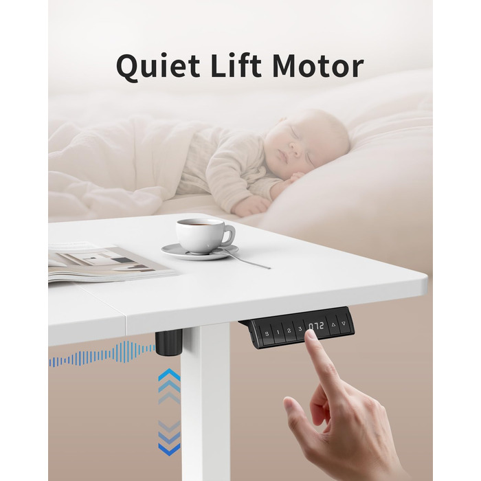 Стіл FEZIBO з регульованою висотою та портами зарядки USB-A та USB-C, 140 x 70 см, стіл з електричним регулюванням висоти, ергономічний стіл для домашнього офісу з можливістю сидіти та стояти, білий 140 x 70 см