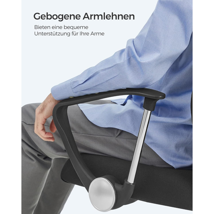 Офісний стілець SONGMICS, ергономічний стілець для столу, обертовий стілець, м&39яке сидіння, регульована висота та нахил, вантажопідйомність до 120 кг, чорний OBN034B01 Чорний 1