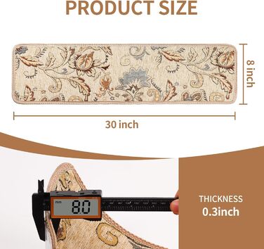 Нова технологія в&39язання, нековзні килимові сходинки для використання всередині приміщень, збільшена товщина, відчуття тонкої бавовни під ногами, елегантний візерунок, неповторний, 20,3 x 76,2 см, 7 шт.