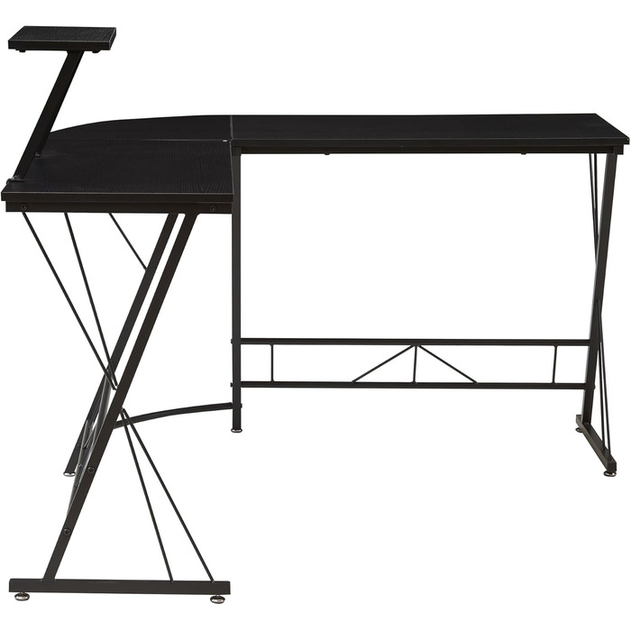 Подібний кутовий стіл Yremso, 122 x 122 x 98 см, комп&39ютерний стіл, офісний стіл з піднятою полицею, робочий стіл, металевий каркас, чорний