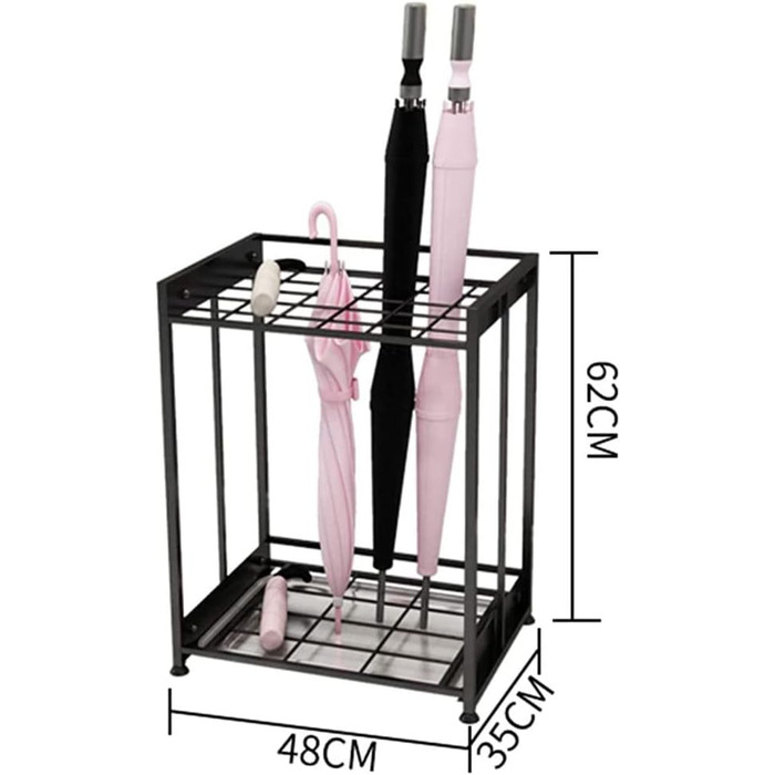 Підставка для парасольки WuDLi, 48 x 35 x 62 см, підставка для парасольки, металева, чорна підставка для парасольки, тримач для парасольки на 30 парасольок, каркас парасольки для дому, офісу, тримач для палиці, підставка для парасольки золото