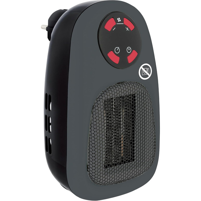 Міні-вентилятор Balderia SH500 - керамічний нагрівач потужністю 500 Вт для підключення до мережі, площа обігріву до 20 м, регульований термостат 1530 C, таймер до 12 годин, захист від перегріву, пульт дистанційного керування, компактний